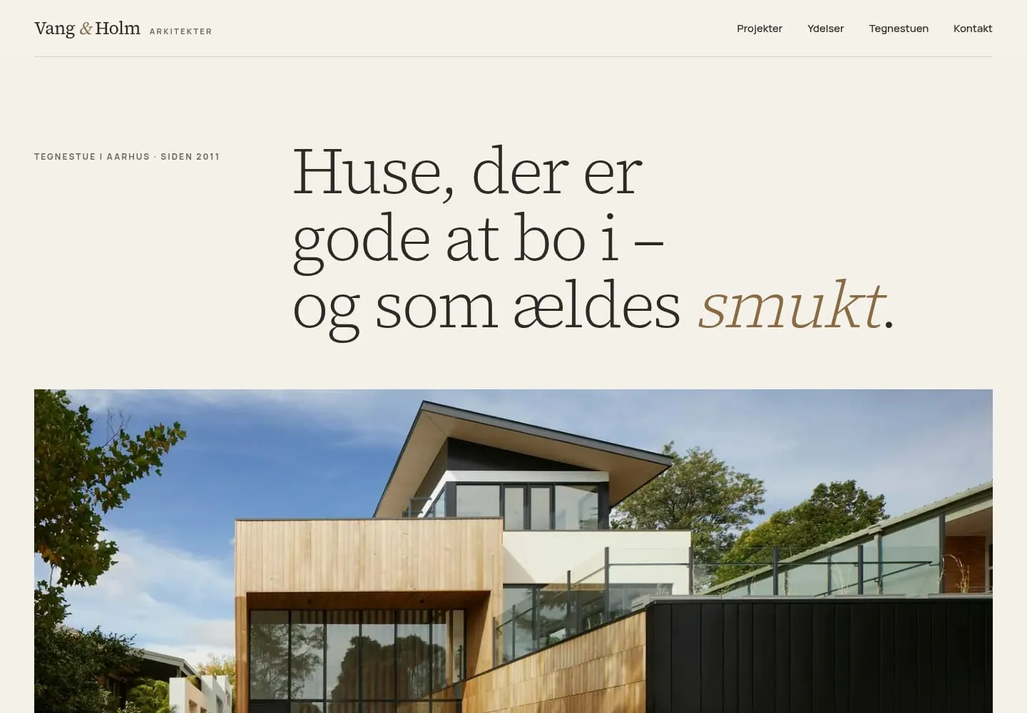 Forsiden af Vang & Holms hjemmeside