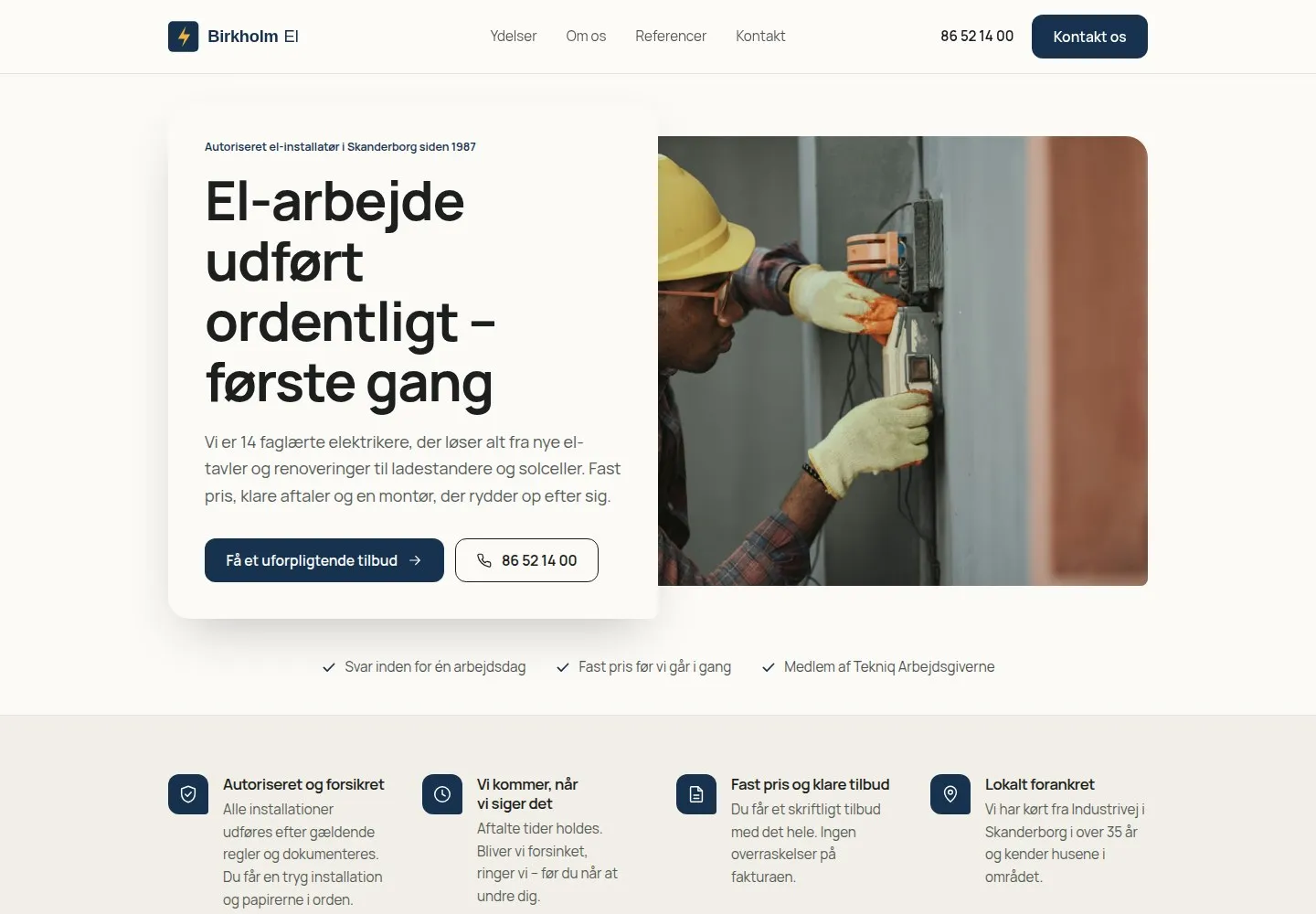 Designretningen Lokal service: Varm og imødekommende. Bløde former, anmeldelser tæt på og nem booking.